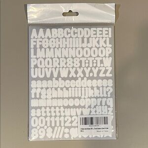 White Alphabet and Numbers Set of 10 sheets New